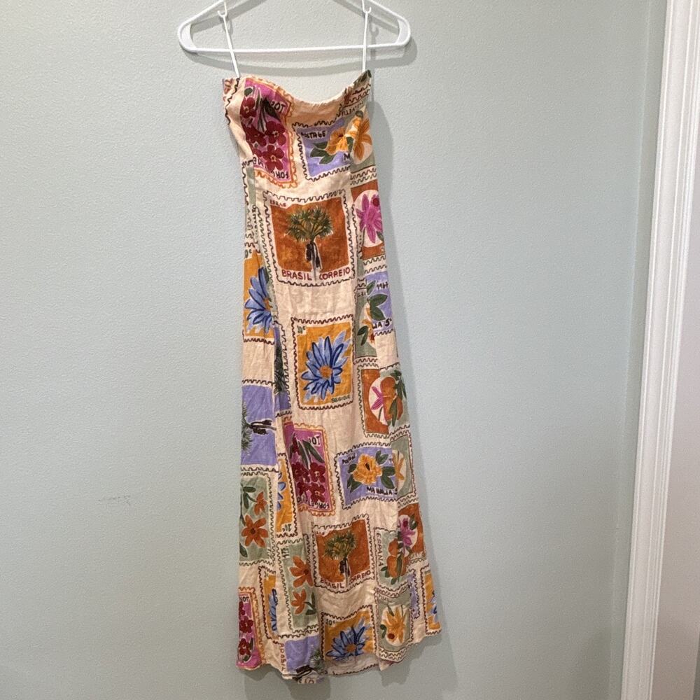 Paper Heart Women’s S Anthropology Floral Maxi Dress Square Neck Tie Back